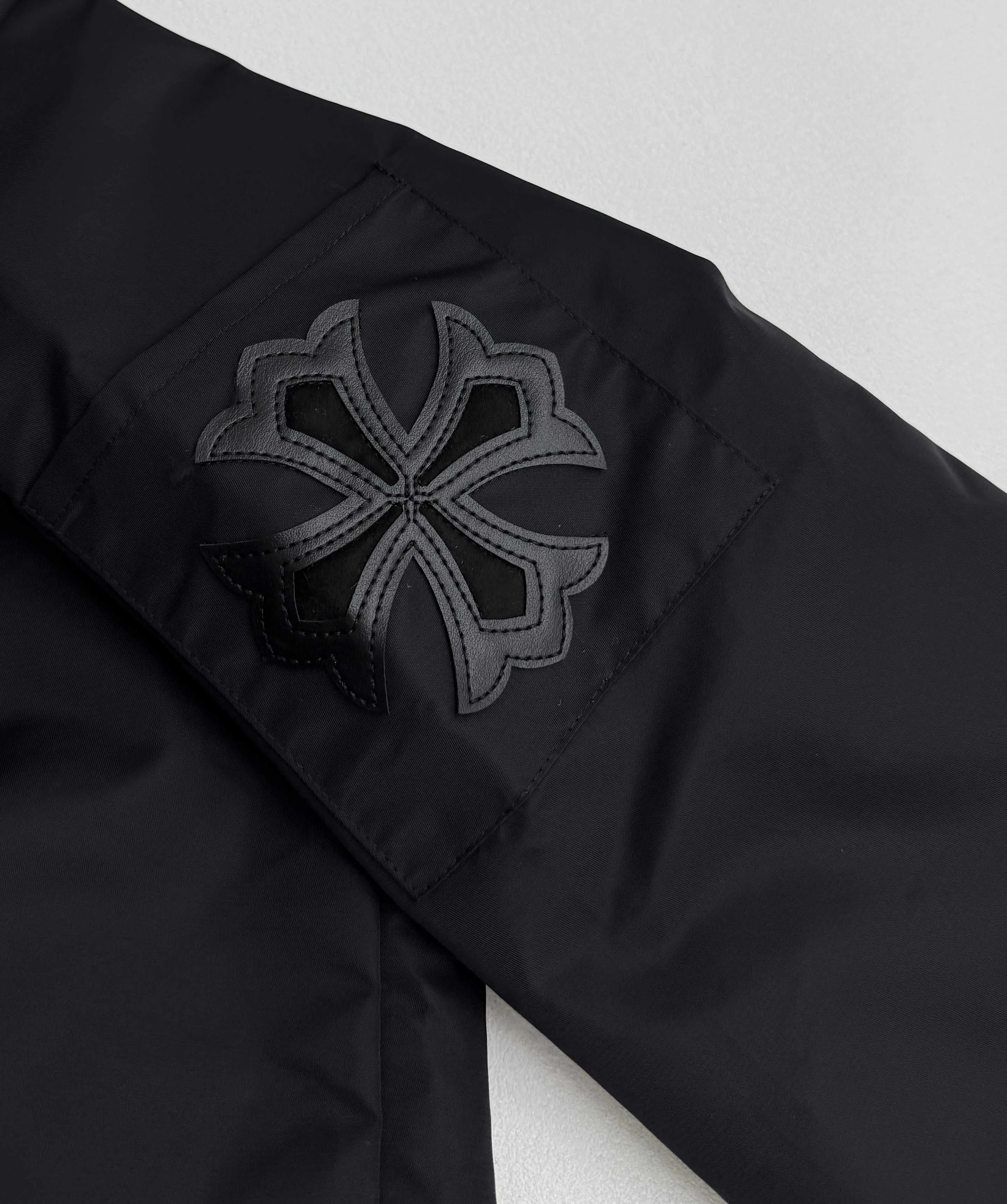 P730 Chrome Hearts Chrome Hearts embroidered leather and velvet jacket S/M/L/XL